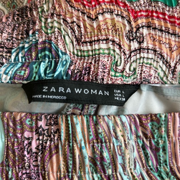 Zara colourful paisley print wide-leg pants - Size Large Made in Morocco - Picture 6 of 9